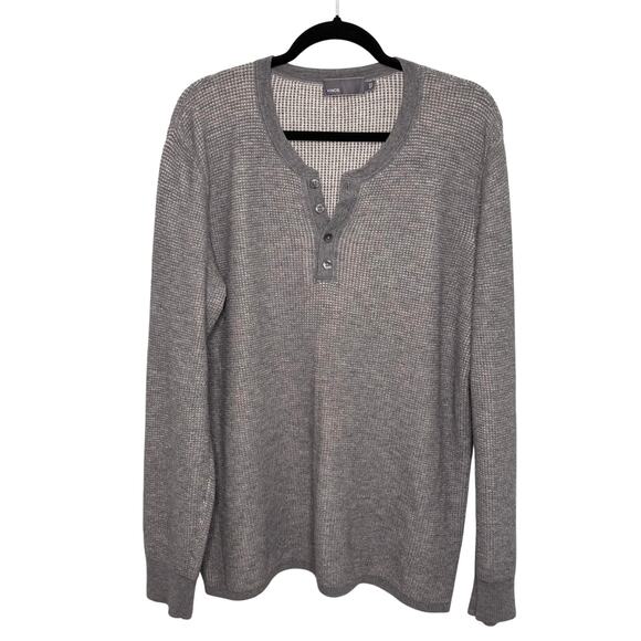 Vince Mens Wool Ribbed Knit Gray Henley Pullover Sweater XL - Picture 4 of 9